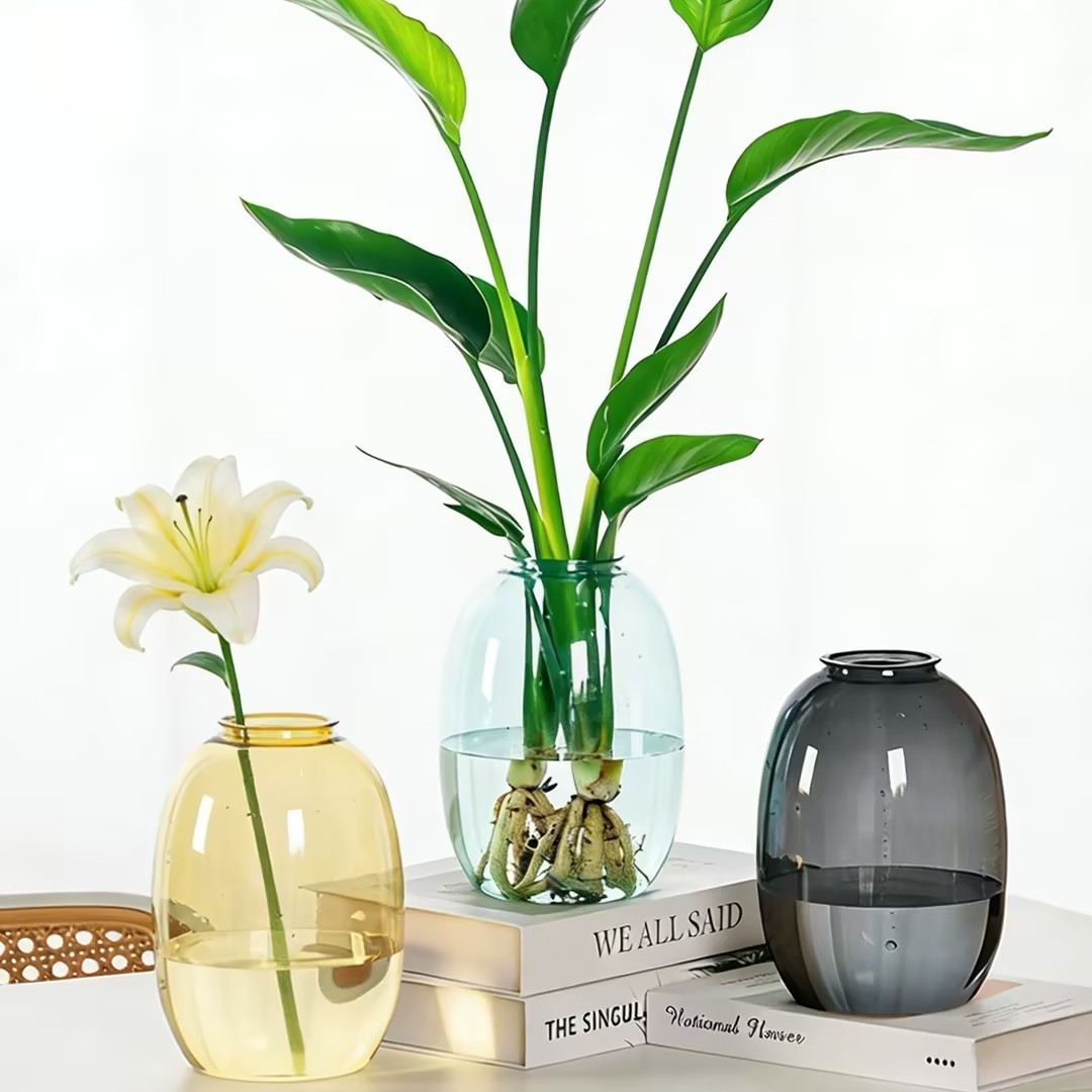 Botella de agua acrílica lirio rico bambú recipiente transparente imitación de vidrio maceta ornamentos de plantas hidropónicas