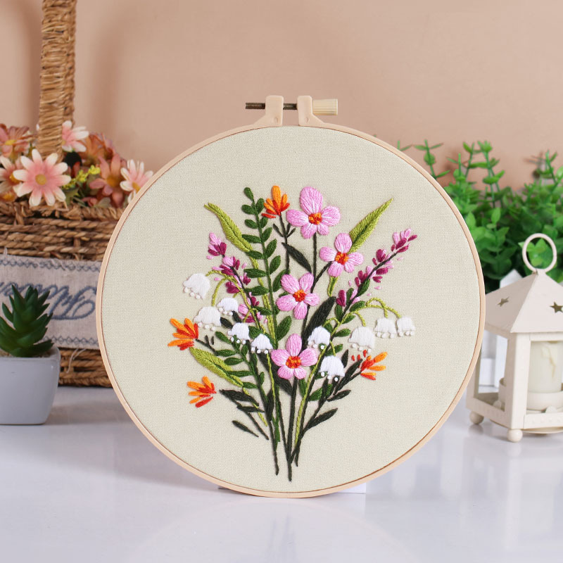 Nuevo producto ramo flor kit de bordado a mano paquete de material de bricolaje arte de tela para principiantes bordado Su bordado original inglés