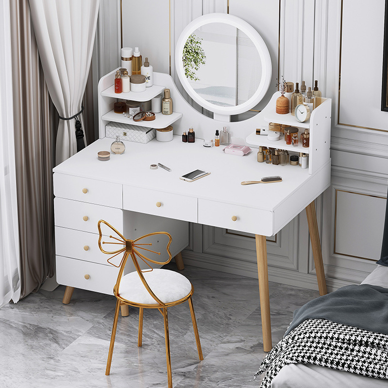 Luz lujo tocador dormitorio moderno simple pequeño apartamento en línea celebridad ins estilo pecho de cajones gabinete de almacenamiento integrado espejo de mesa de maquillaje