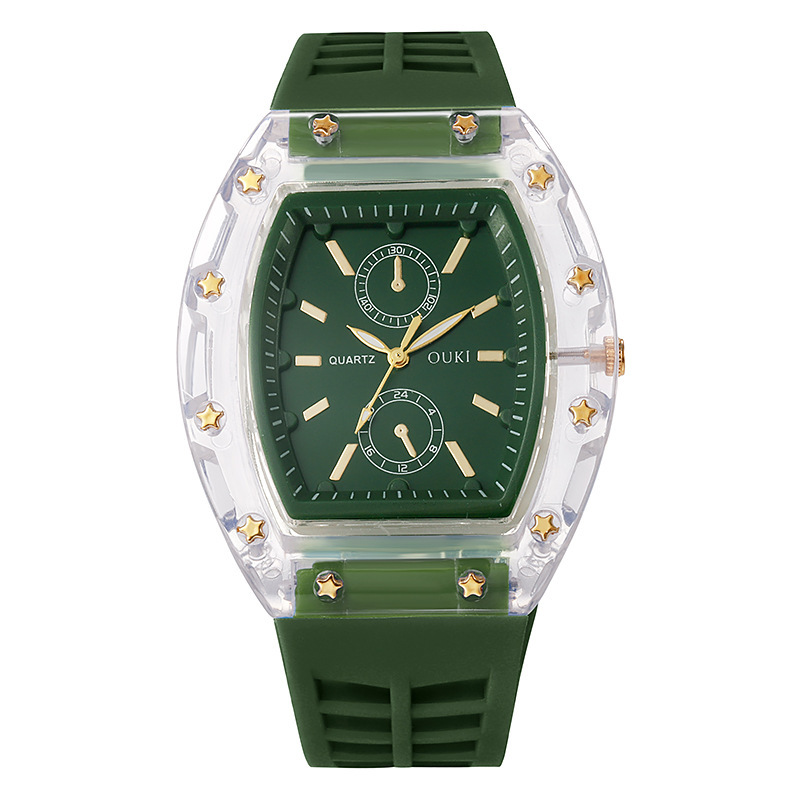 Reloj nuevo en forma de barril de vino transparente, reloj de cuarzo de la serie Richard transfronterizo de nicho casual, reloj en forma de barril para hombre⌚️