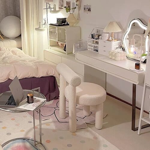 Xiaohongshu Klein Blue Solid Color Plump Vanity Chair, Minimalist Personality Low stool Leisure Sofa Chair, Nordic Dining Chair