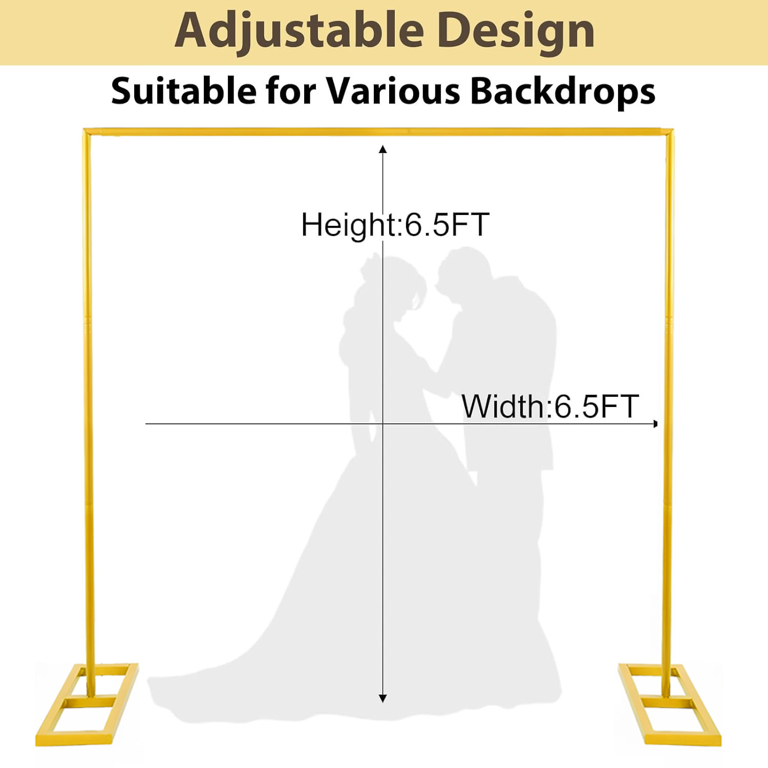 Hierro fundido de metal boda arco de soporte grande pie cuadrado ajustable globo arco marco de fondo decoración