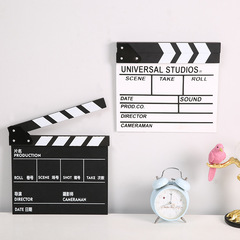 Creative black and white clapboard movie set director's startup board, wooden bilingual photography studio photo prop