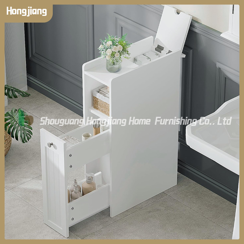 Ultra-Thin Bathroom Cabinet, White Modern Minimalist Bathroom Storage Cabinet, Side Cabinet for Home Entryway