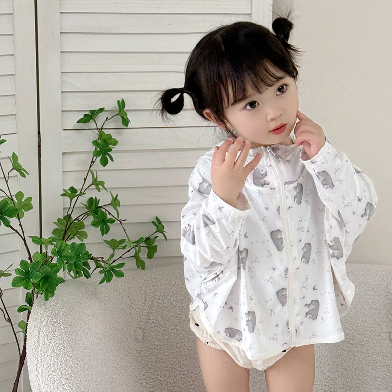 Детская солнцезащитная одежда, летняя тонкая солнцезащитная одежда из ледяного шелка с защитой от ультрафиолета, детский плащ, многофункциональная одежда для кожи