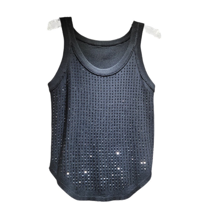 Blanco chaleco de perforación caliente chaleco de mujer de verano nuevo delgado interior con camisa de moda sin mangas