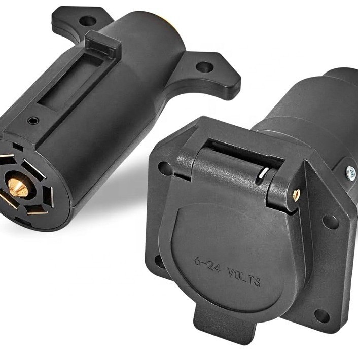 7针公母拖车连接器车辆侧和拖车端7路叶片拖车插头7杆扁平线束连