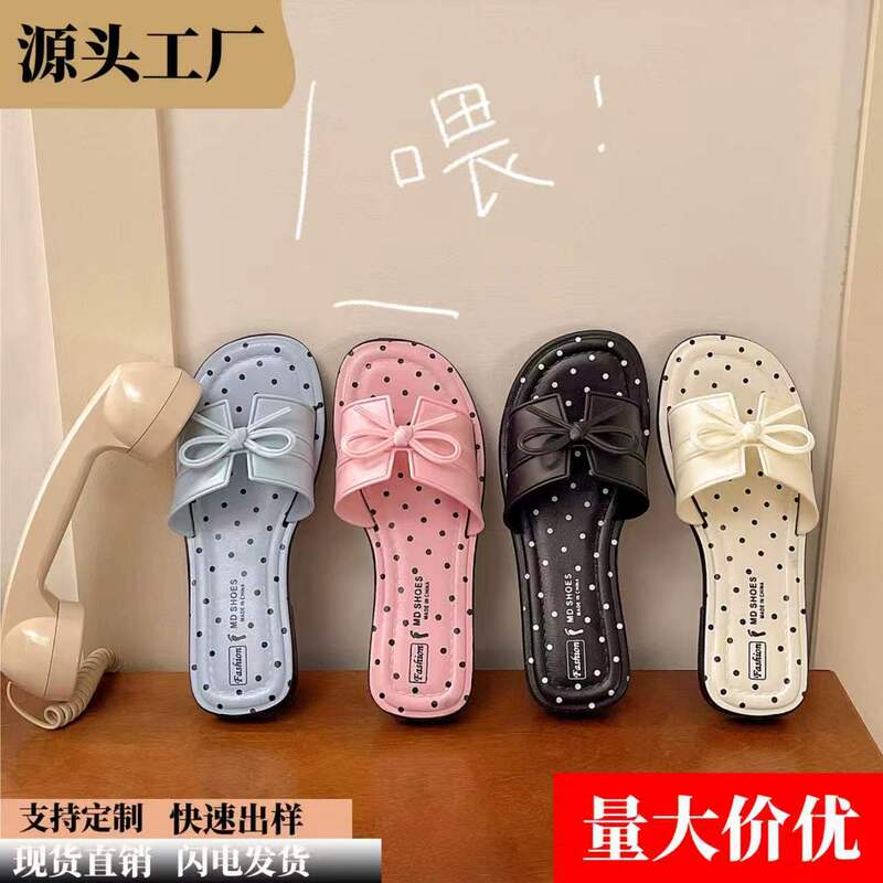 Foreign Trade 2026 Summer New Low-Heel Sandals Polka Dot Chunky Heel Fashion Square Toe Open-Toe Women's Slippers Foreign Trade 2026 Summer New Low-Heel Sandals Polka Dot Chunky Heel Fashion Square Toe Open-Toe Women's Slippers
