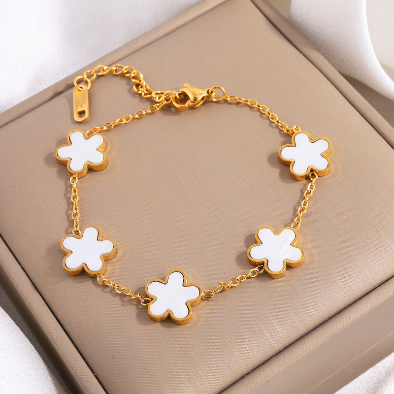 Jewelry & Accessories five petal flower DIY bracelet for women, all match, high grade, non fading, exquisite titanium steel bracelet DIY_voghion.com
