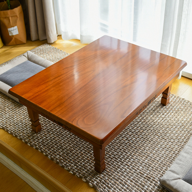 Household Solid Wood Kang Table Square Folding Dining Table Korean Low Table Tatami Floor Table Korean Wooden Table Bay Window B&