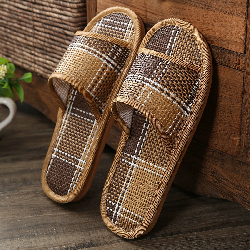 Ст straw woven летние шлепанцы из соломы, нескользящие мужские слайды