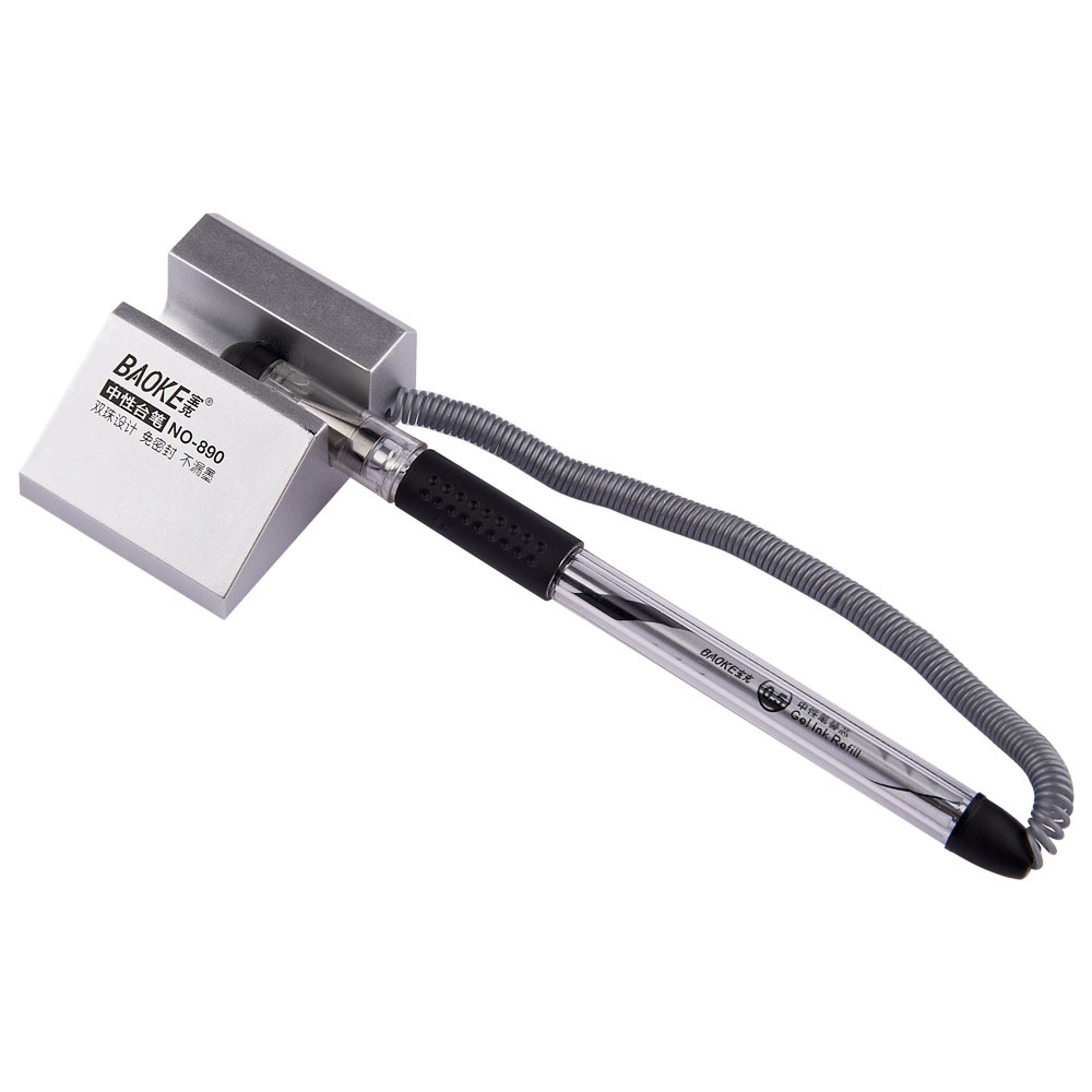 Baoke 890 counter pen business neutral desk pen 0.5mm silver Baoke desk pen fixed desktop signature pen