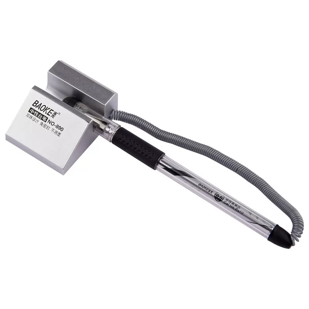 宝克890柜台笔商务中性台笔0.5mm银色宝克台笔固定台式签字笔