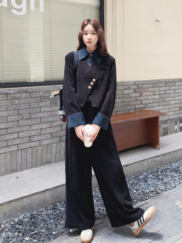 法式复古高级感套装女2025秋季新款假两件外套大方得体穿搭两件套|undefined