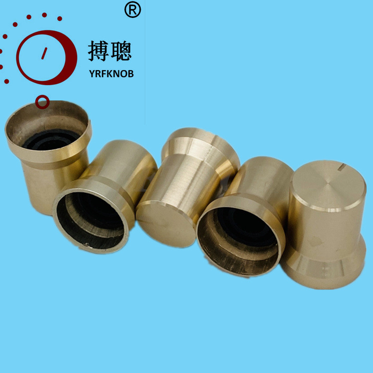 开关金属旋钮 直径12.5-15.5*18mm高 淡黄色 光身 帽型 铝合金