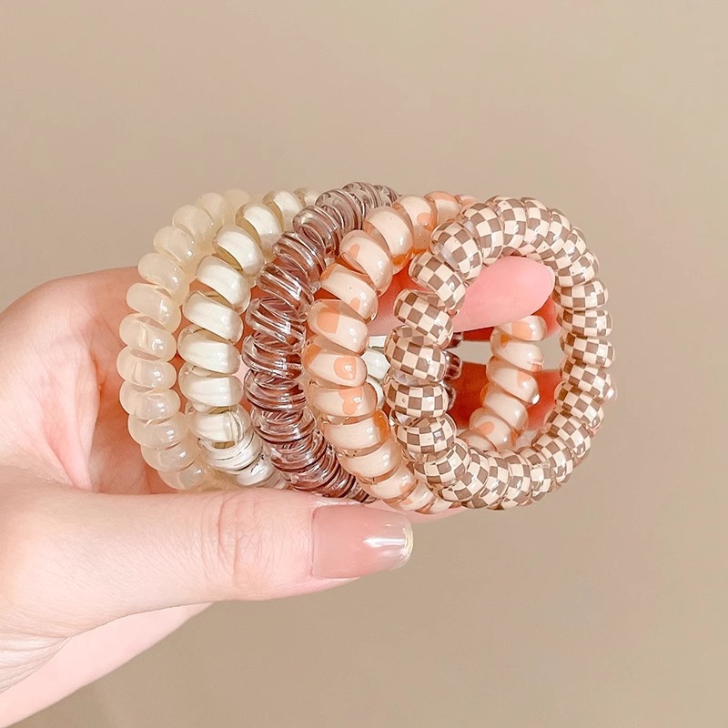 Alta cuerda de pelo durable elástico no daña el pelo banda de goma moda línea telefónica banda de pelo tocado temperamento simple cuerda de las mujeres corbata de pelo