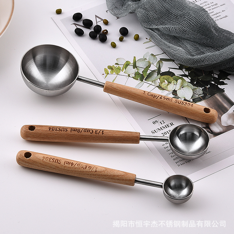 Multi-specification Measuring Cup Measuring Spoon Ash Handle Kitchen Gadget Creative Coffee Baking Measuring Cup
