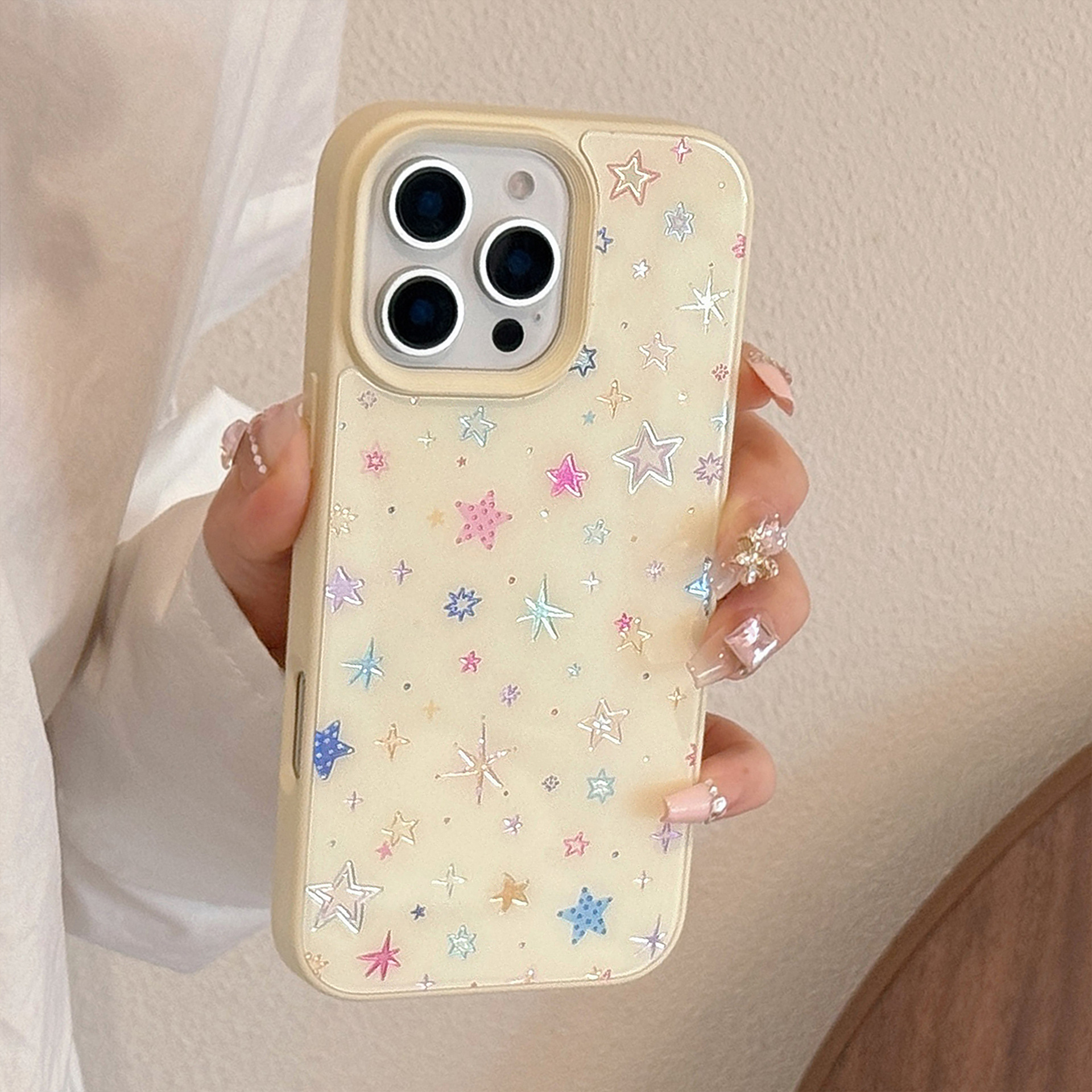 Protective Phone Case With Gilt Colorful Stars For Iphone Models_voghion.com
