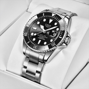 Green Water Ghost Watch Men's Fashion Business Quartz Wristwatch Large Dial Advanced Steel Band Waterproof Cross-border Wholesale