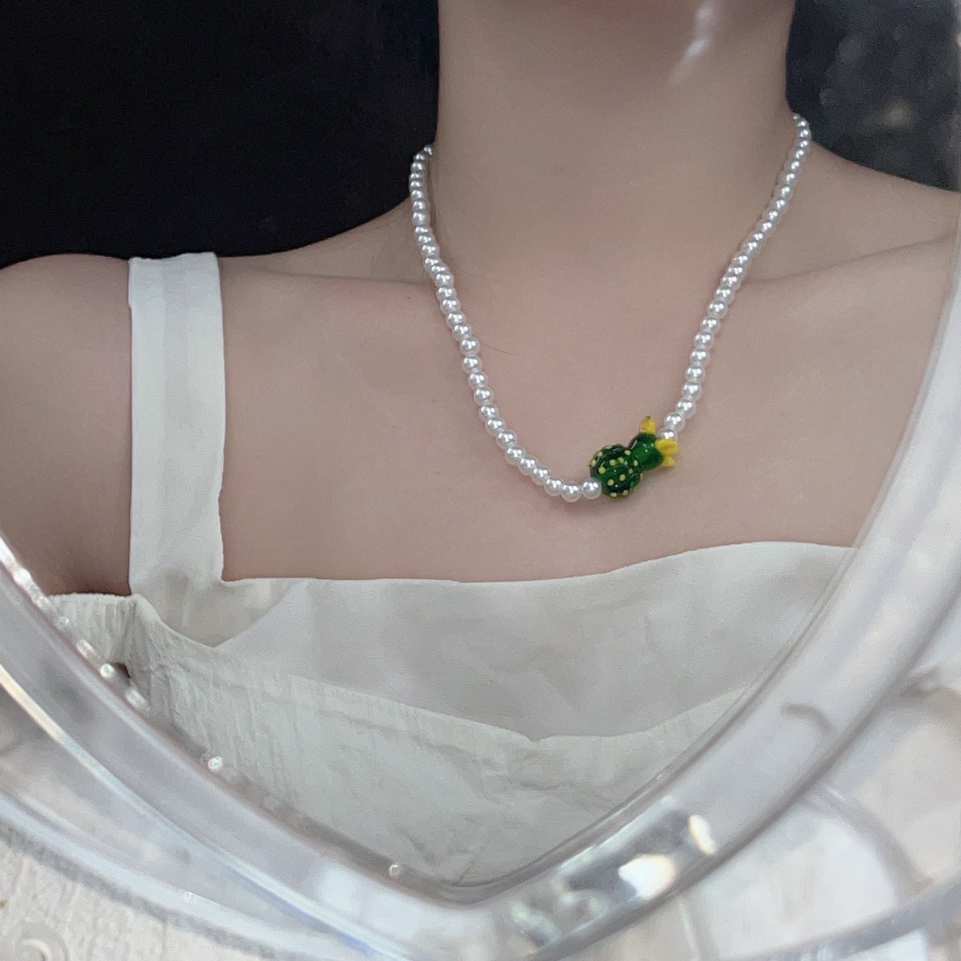 Pastoral Kaktus Perlen Perle Halskette Mit Anhänger display picture 1