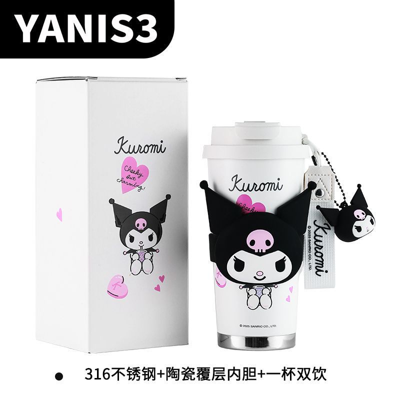 Taza de Viaje Yanis3, Taza de Café de Verano para Hombre y Mujer, Aislada y Resistente al Frío, Revestimiento Interior de Cerámica, Acero Inoxidable