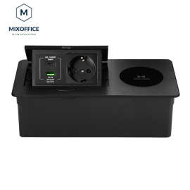 按弹式多功能办公桌面插座线盒嵌入式隐藏接线盒电脑台面插排