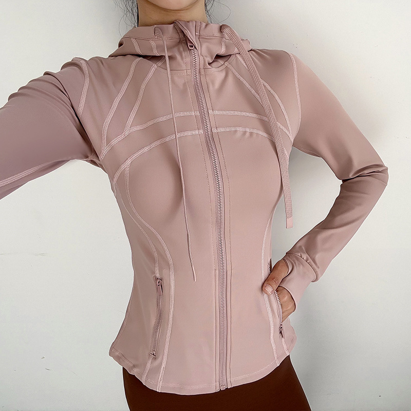 やせているIuIu春秋deflneと同じタイプのフィットネス通気性弾力ポケットランニング運動ヨガ服コート|undefined