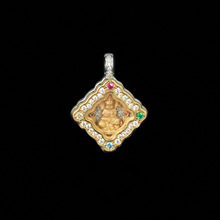 925银镀金高碳钻菱形普贤菩萨龙蛇本命生肖守护佛宝宝佛吊坠