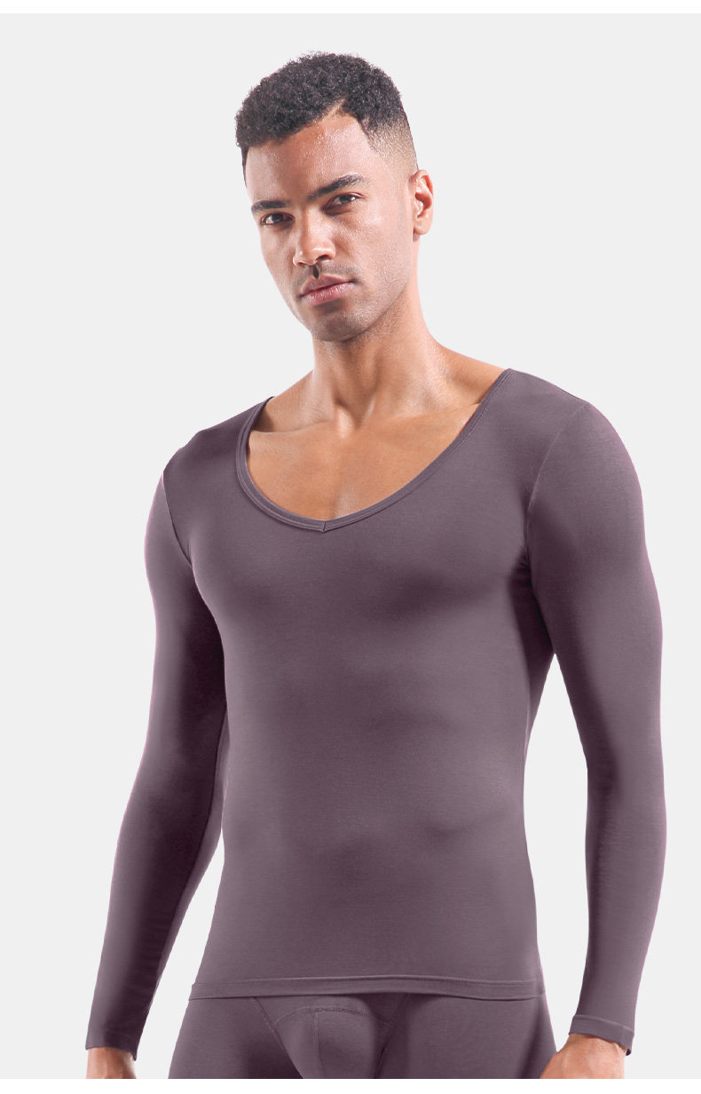 Herren Thermounterhemd V-ausschnitt Aus Baumwolle Unterhemd_voghion.com