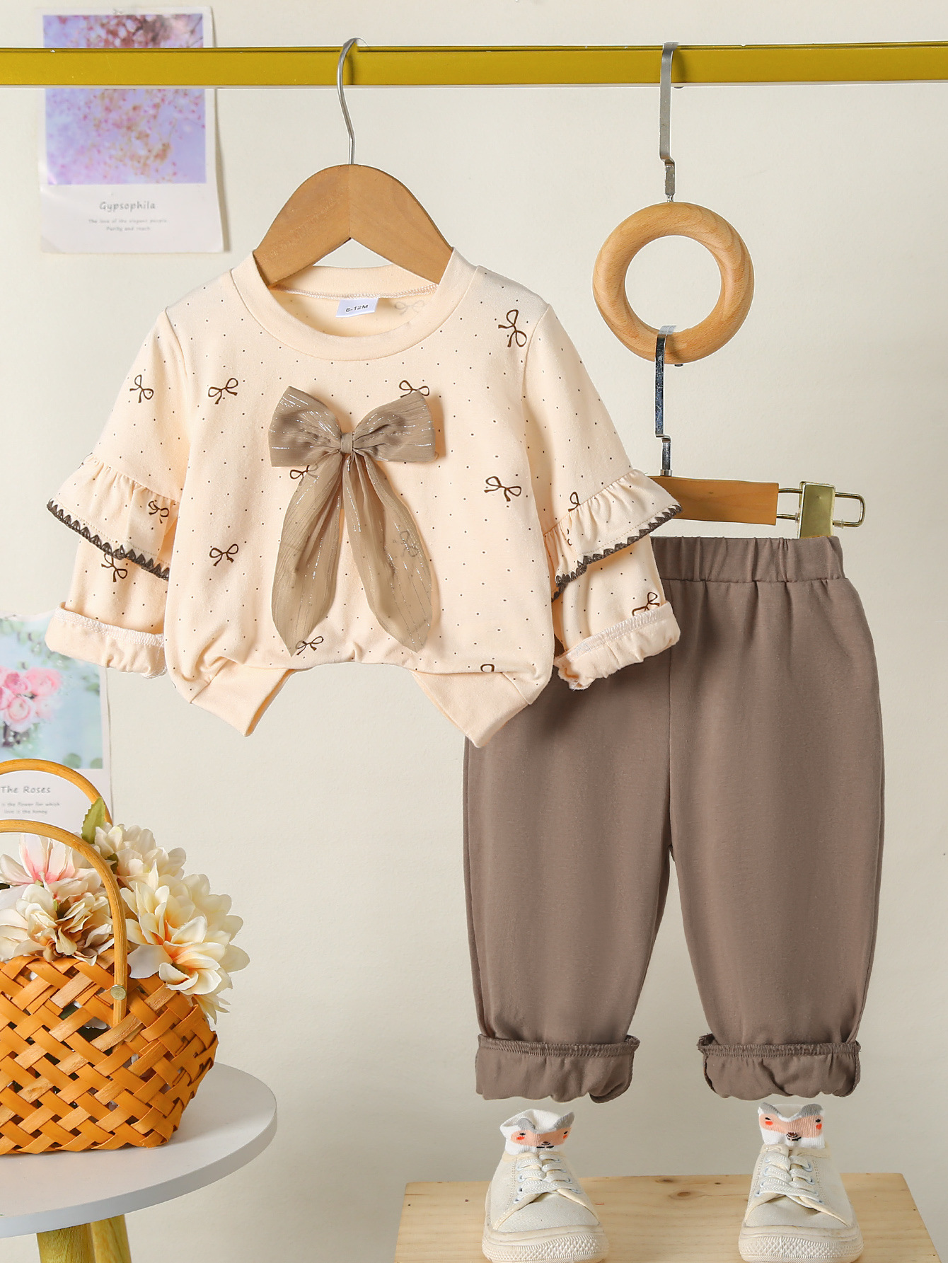 幼儿碎花圆领长袖款童套装儿童宝宝长袖卫衣两件套童装