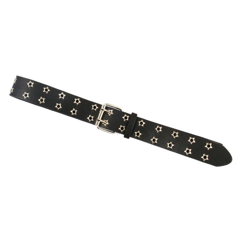 Полый двухрядный ремень в стиле панк Star Air Eye, корейские джинсы с глазами, женский модный декоративный пояс в стиле хип-хоп