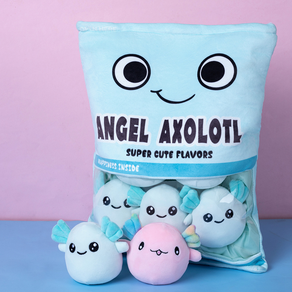 Transfronteriza una bolsa de galletas amor frijoles solubles snack almohada murciélago lleno de juguetes de peluche una bolsa de murciélago Muñeca