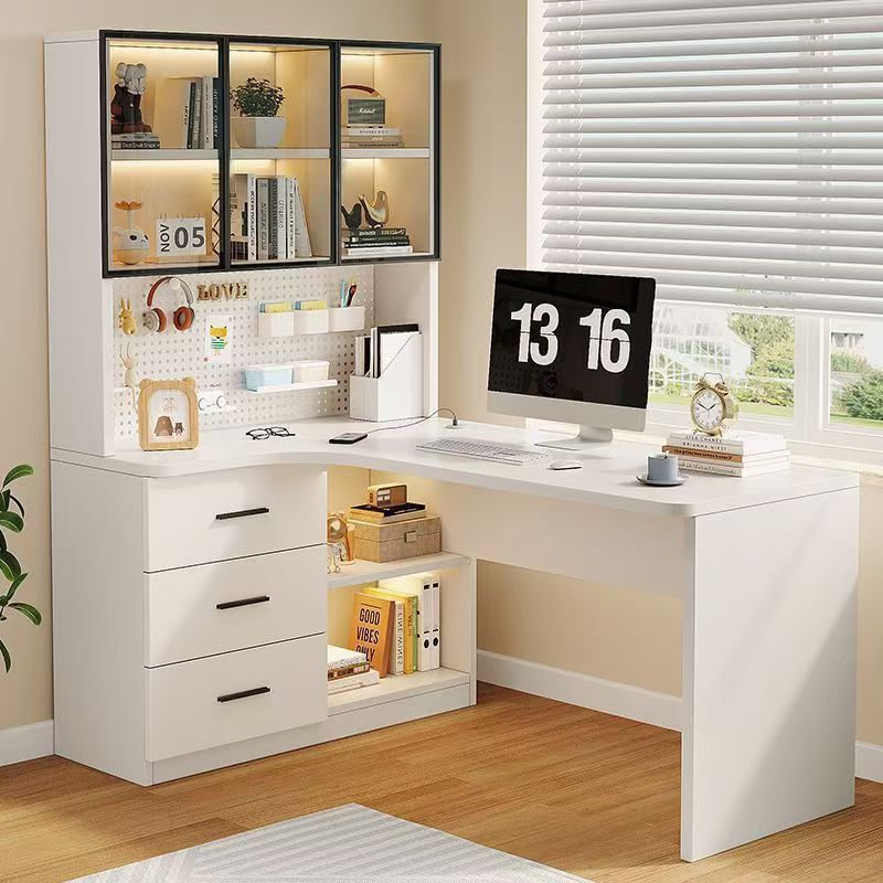 Corner Desk Perforated Board Home Desk Bookshelf Study Room Integrated Simple Light Luxury Study Table Complete Set of Computer Desk