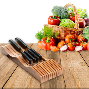 Bamboo knife holder kitchen multi-function knife holder drawer storage partition built-in organizing rack multi-shape curved knife holder