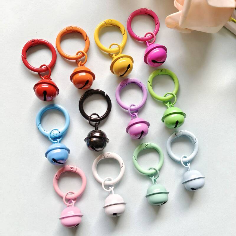 Candy Color Bell Spring Buckle Hanging Ring Color Pendant Simple Key Ring Bag Hanging Ornaments DIY Creative Small Gift