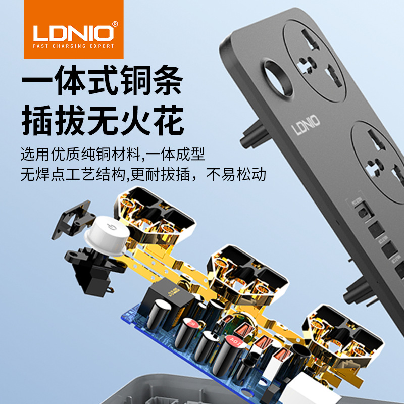 Ldnio transfronterizo PD enchufe de carga rápida estándar europeo Filipinas Japón multi-función Placa de cableado inteligente