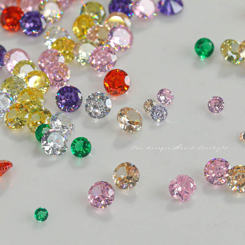 100 new Super Flash transparent bottom bare zirconium round diamond nail jewelry pointed bottom diamond color size mixed zircon wholesale