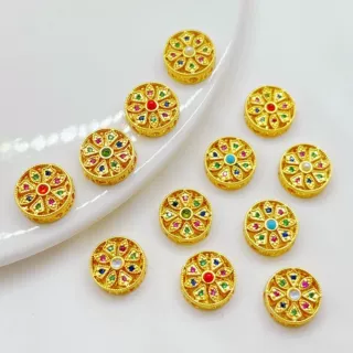 古法金保色镶嵌锆石转运珠隔珠配件散珠diy串珠手链项链饰品配饰