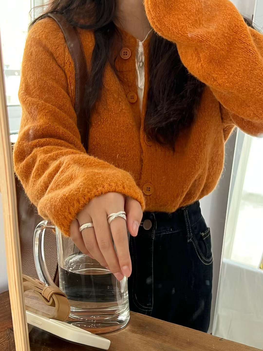 24 invierno Puyuan 2024 otoño y invierno nuevo estilo con lana perezoso estilo corto cardigán de gran tamaño para mujeres