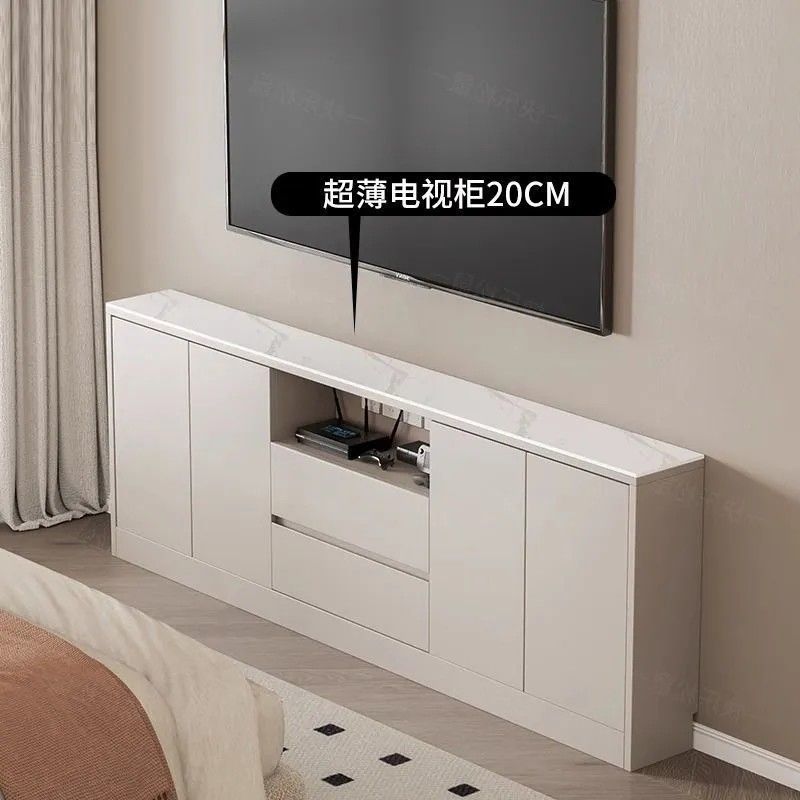 Heightened 65 Tv Cabinet Ultra-Thin 25cm Master Bedroom High Floor-Standing Slate Tv Cabinet Accessible Luxury Extremely Narrow Bedside Cabinet