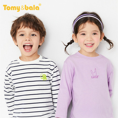 TOMYBALA儿童T恤宝宝长袖t女童春装男童上衣2021新款童装小童时尚
