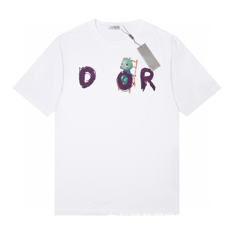 クロスボーダー 25ssCD ホームファッションブランド春夏新作落書きペイントレタープリントユニセックス純綿半袖Tシャツ|undefined