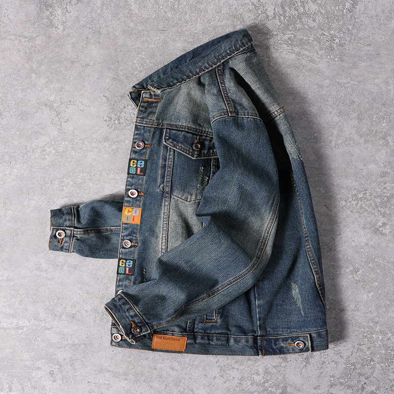 Giacca in denim ricamata di alta qualità da uomo 2024 nuova primavera lavaggio ampio marchio americano alla moda giacca da uomo_voghion.com