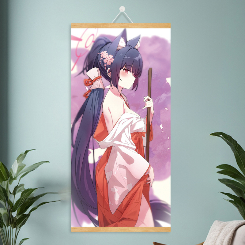 漫画コミック甘くてかわいい女の子ポスター工場ドロップシッピング無垢材スクロール吊り絵画越境電子商取引 Xiyin|undefined