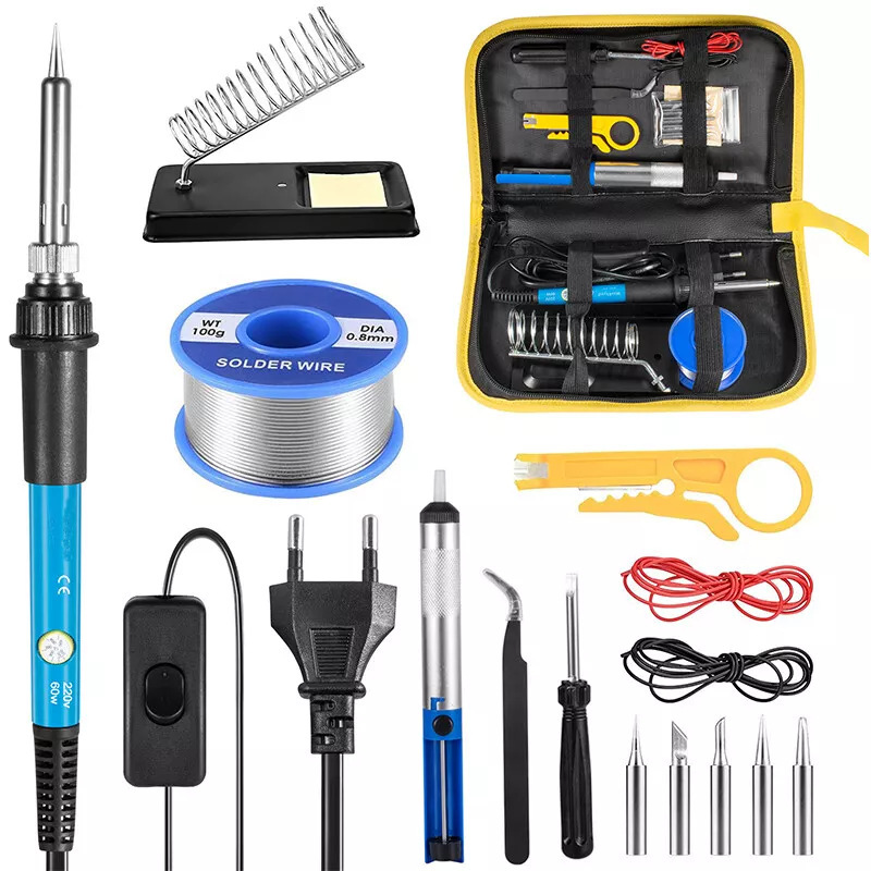 Soldador eléctrico con pantalla digital de 60/80W, soldadura doméstica, temperatura ajustable, pluma de soldadura eléctrica de grado industrial, juego de herramientas de reparación