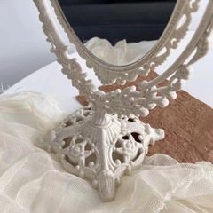 Wholesale Cross-border Embossed Retro Mirror Bathroom Bedroom Desk Table Top Dual-Sided Rotating Vanity Mirror Home Makeup Mirror