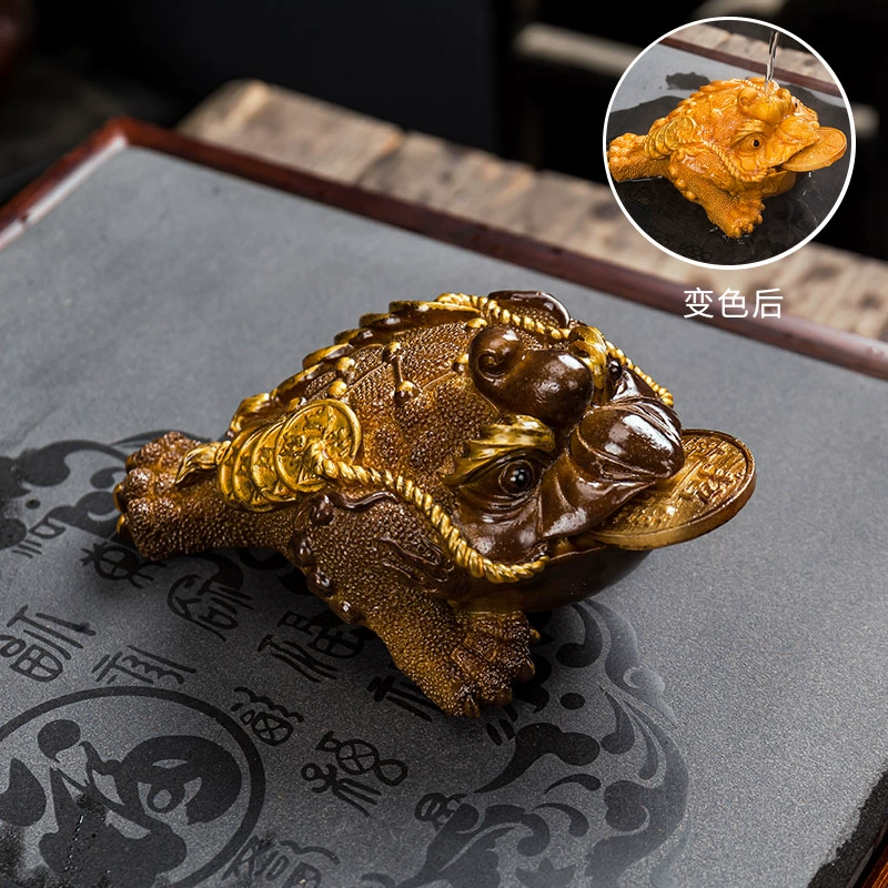Калейдоскопический сувенир Golden Toad Tea Pet с меняющим цветом, декоративная поднос для чая, варианты малый и большой