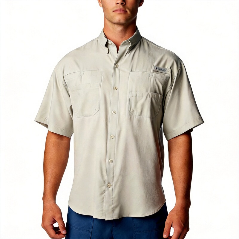 Wholesale Cross-Border Men's Fishing Mesh Waterproof Upf50+ Long-Sleeve Stand-Up Collar Button-Up Shirt Sun Protection Outdoor Fishing Wholesale Cross-Border Men's Fishing Mesh Waterproof Upf50+ Long-Sleeve Stand-Up Collar Button-Up Shirt Sun Protection Outdoor Fishing