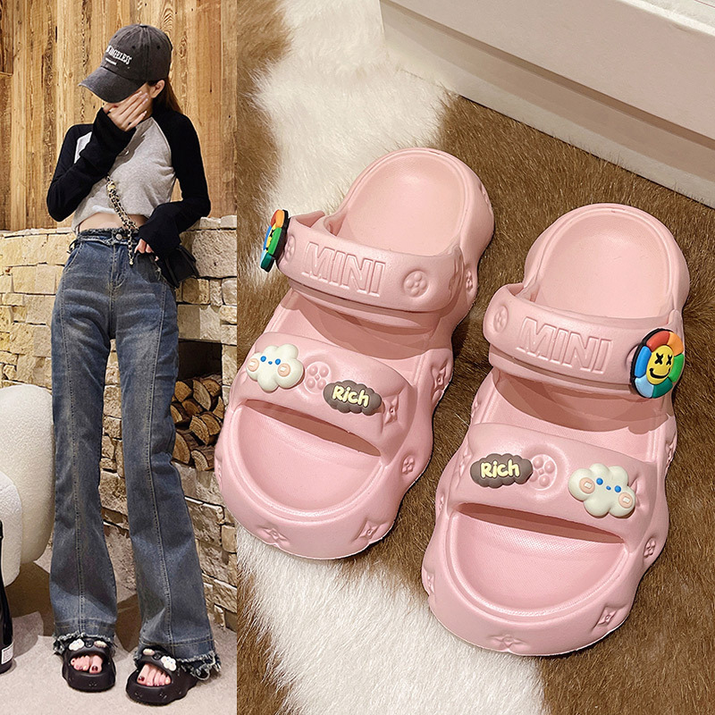 Sandali e ciabatte con suola spessa in EVA che danno la sensazione di calpestare la merda, capispalla estivi da donna 2023, nuovi sandali da spiaggia carini con due incisioni floreali_voghion.com