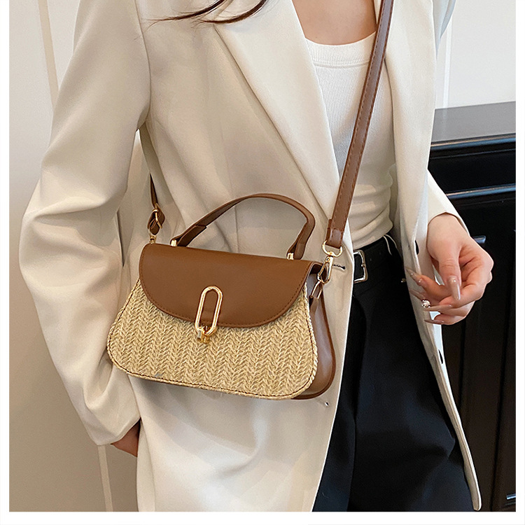 264g Weight Lock clasp Closure Type Single Shoulder Strap Strap Type Shoulder Bag Bags Type Casual Occasion Pu Leather Material Color Block Pattern All Seasons Season Women's Gender Streetwear Style Square Shape Women's Pu Leather Color Block Streetwear Square Lock Clasp Shoulder Bag 7